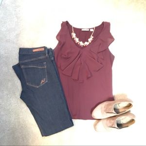 New York and Company Sleeveless Maroon Blouse